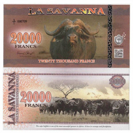 2016 * Banknote Polymer La Savanna 20.000 Francs "African Buffalo" UNC