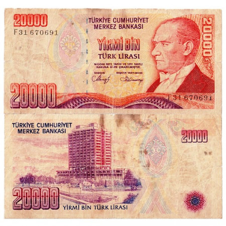 L.1970 (1988) * Banknote Turkey 20.000 Lira "Kemal Atatürk" (p201) F