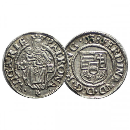 1538 K-B * 1 Denar Silver Hungary Kingdom "Ferdinand I Habsburg" (KM 745) VF+