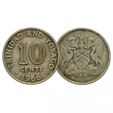 RY (1966-72) * 10 Cents Trinidad and Tobago "Coat of Arms" (KM 3) VF-CIRC