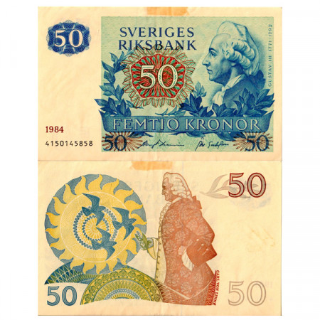 1984 * Banknote Sweden 50 Kronor "King Gustav III" (p53d) XF