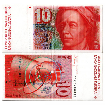 1991 * Banknote Switzerland 10 Franken "Leonhard Euler" (p53i) VF+