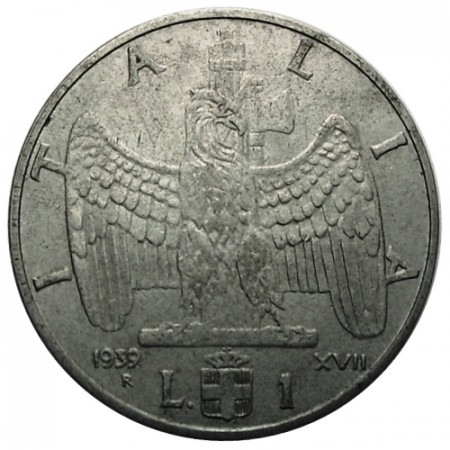 1939 XVII * 1 Lira Italy Kingdom "Victor Emmanuel III - Impero" Non-Magnetic (KM 77a) av.VF