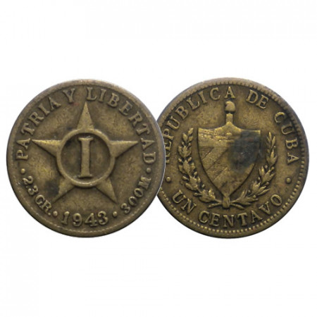 1943 * 1 Centavo Cuba "Patria y Libertad" (KM 9.2a) VF