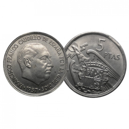 1957 (1969) * 5 Pesetas Spain "Francisco Franco - Caudillo" (KM 786) UNC