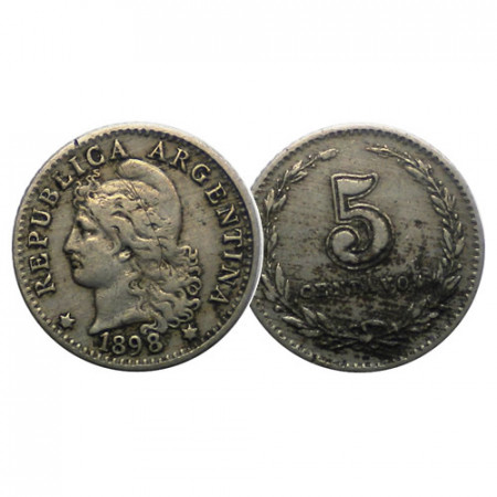 1898 * 5 Centavos Argentina "Libertad" (KM 34) VF