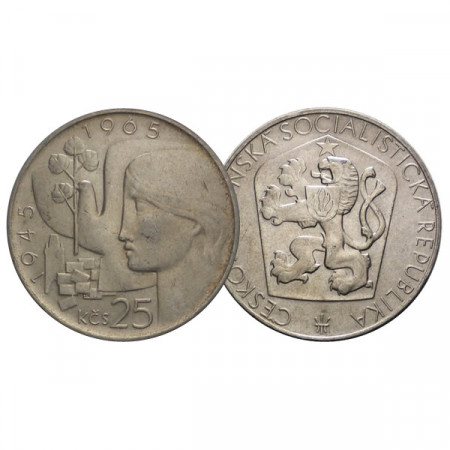 ND (1965) * 25 Korun Silver Czechoslovakia "20th of Liberation" (KM 59) XF