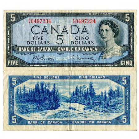 1954 (1961-72) * Banknote Canada 5 Dollars "Elizabeth II" (p77b) VF