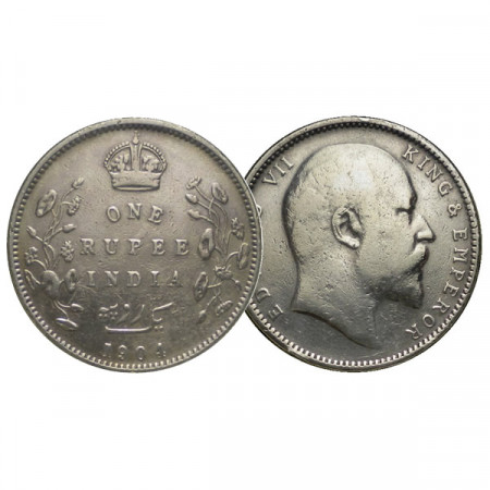 1904 B * 1 Rupee Silver British India "Edward VII" (KM 508) VF