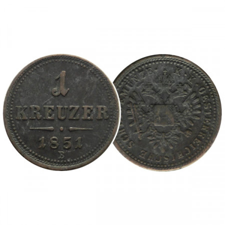 1851 B * 1 Kreuzer Austria "Franz Joseph I" (KM 2185) VF