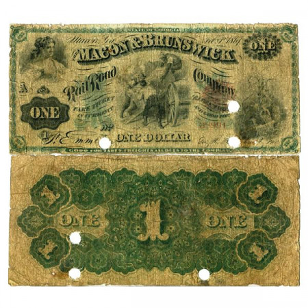 1867 * Banknote United States of America 1 Dollar "Macon & Brunswick" (px) VG