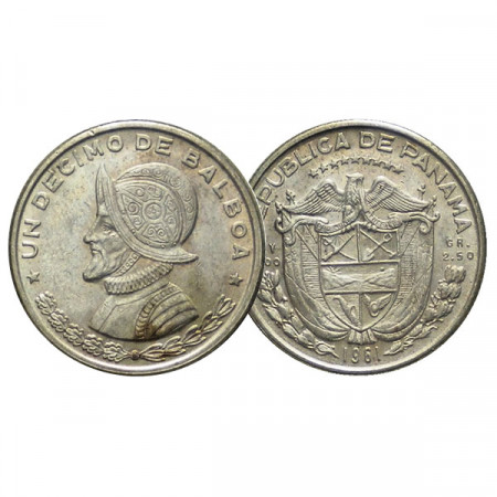 1961 * 1 Décimo de Balboa Silver Panama "Vasco Nunez de Balboa" (KM 24) UNC