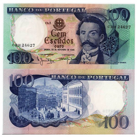 1965 * Banknote 100 Escudos Portugal "C Castelo Branco" (p169a) UNC