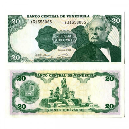 1992 * Banknote Venezuela 20 Bolivares "José Antonio Paéz" (p63d) UNC