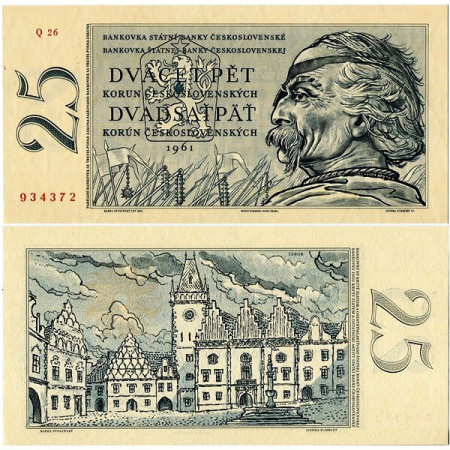 1961 (1962) * Banknote Czechoslovakia 25 Korun "Jan Zizka" (p89b) UNC