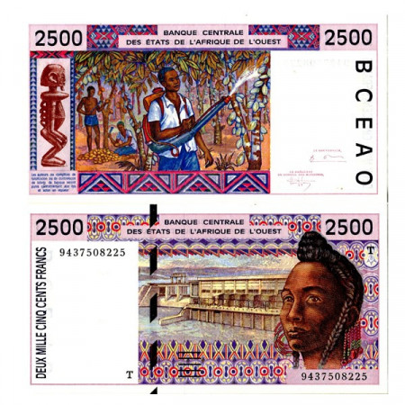 1994 T * Banknote West African States "Togo" 2500 Francs "Hydroelectric Dam" (p812Tc) UNC