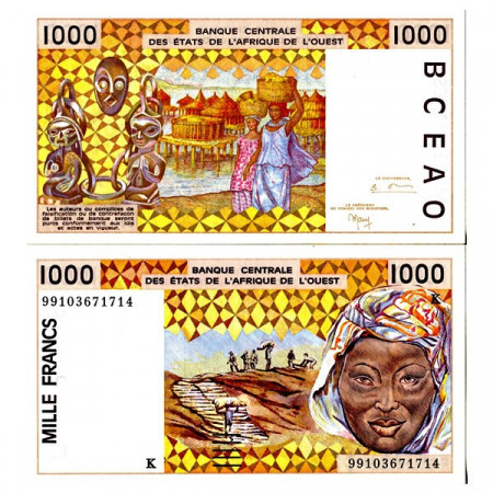 1999 K * Banknote West African States "Senegal" 1000 Francs "Peanuts Hauling" (p711Ki) UNC