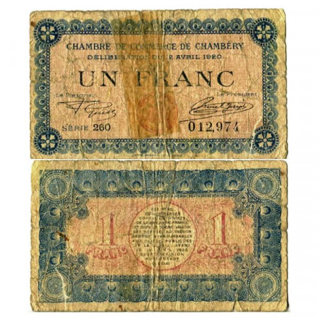 1920 * Banknote France 1 Franc "Chambery" (pP44) G