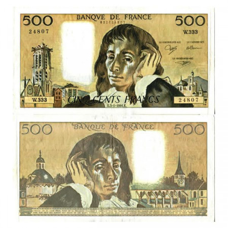 1991 * Banknote France 500 Francs "Blaise Pascal" (p156h) VF+