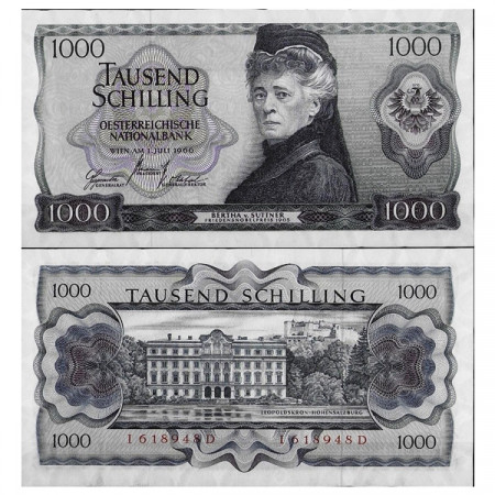 1966 * Banknote Austria 1000 Schilling "Bertha Von Suttner" (p147a) UNC