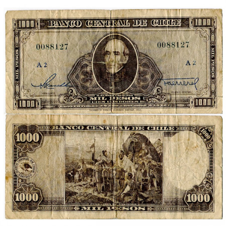 ND (1947-59) * Banknote Chile 1000 Pesos - 100 Condores  "MB Encalada" (p116) VG