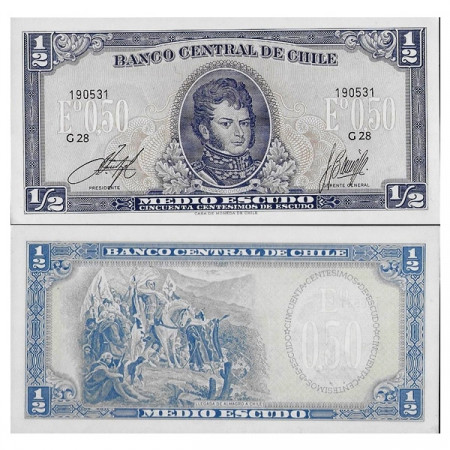 ND (1962-75) * Banknote Chile Medio 1/2 Escudo (50 Centésimos) "B O'Higgins" (p134Aa) UNC