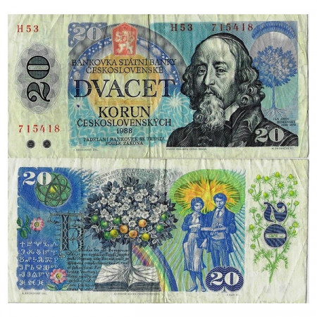 1988 * Banknote Czechoslovakia 20 Korun "Jan Amos Komensky" (p95) F