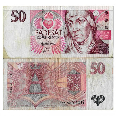 1994 * Banknote Czech Republic 50 Korun "St. Agnes of Bohemia" (KM 11) VF