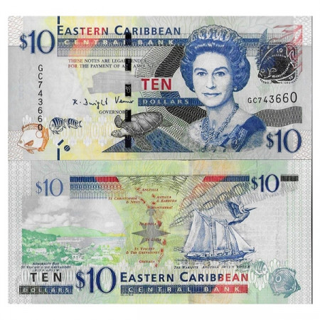 ND (2012) * Banknote East Caribbean States 10 Dollars "Elizabeth II" (p52b) UNC