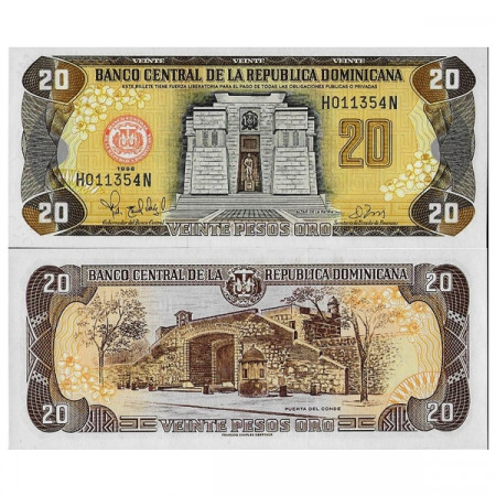 1998 * Banknote Dominican Republic 20 Pesos Oro "Altar of Fatherland" (p154b) UNC