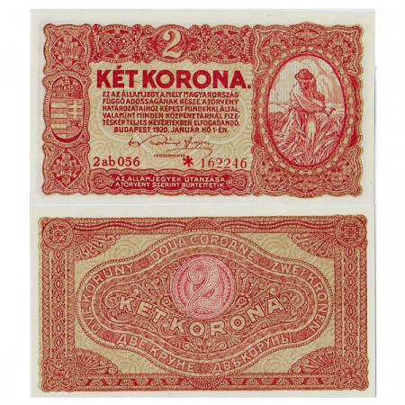 1920 * Banknote Hungary 2 Korona "Farmer" (p58) UNC