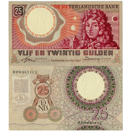 1955 * Banknote Netherlands 25 Gulden "C Huygens" (p87) VF