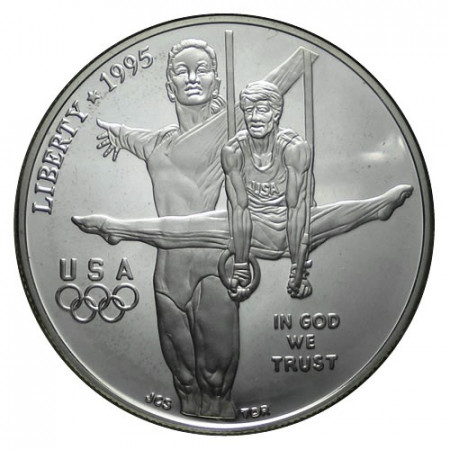 1995 P * 1 Dollar Silver United States "Atlanta 1996 - Gymnastics" (KM 260) PROOF