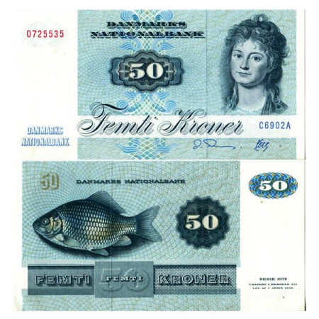 1990 * Banknote Denmark 50 Kroner "Mrs Ryberg" (p50i) aUNC