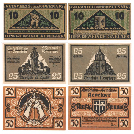 1921 * Set 3 Notgeld Germany 10 . 25 . 50 Pfennig "North Rhine-Westphalia – Kevelaer" (690)