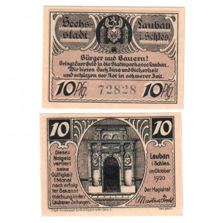 1920 * Notgeld Germany 10 Pfennig "Silesia (Poland) - Lauban" (L16)