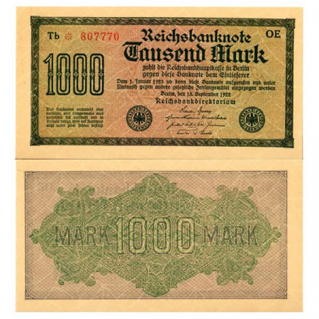 1922 * Banknote Germany Weimar 1000 Mark "Reichsbanknote" (p76b) UNC