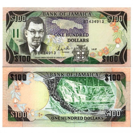 1987 * Banknote Jamaica 100 Dollars "Sir D Sangster" (p74) UNC