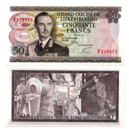 1972 * Banknote 50 Francs Luxembourg "Grand Duke Jean" (p55b) UNC