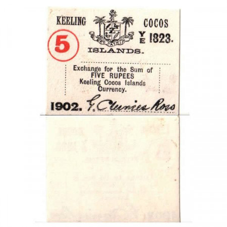 1902 * Banknote Cocos (Keeling) Islands 5 Rupees "George Clunies-Ross" (pS128) XF+