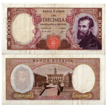 1964 (27/07) * Banknote Italy Republic 10.000 Lire "Michelangelo" BI.852 (p97b) VF+