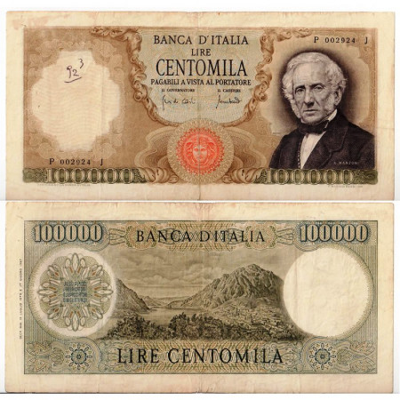1970 (19/07) * Banknote Italy Republic 100.000 Lire "A Manzoni" BI.912 (p100b) aVF