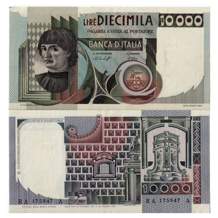 1976 (30/10) * Banknote Italy Republic 10.000 Lire "Del Castagno" BI.860 (p106a) XF