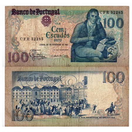 1981 * Banknote 100 Escudos Portugal "MM Barbosa du Bocage" (p178a) F