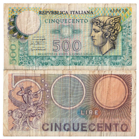 1976 (20/12) * Banknote Italy Republic 500 Lire "Testa di Mercurio" BI.556 (p95) F