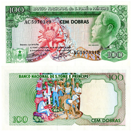 1982 * Banknote Sao Tomé e Príncipe 100 Dobras "Rei Amador" (p57) UNC