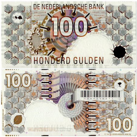 1992 (1993) * Banknote Netherlands 100 Gulden "Owl Bird" (p101) UNC