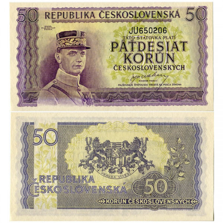 ND (1945) * Banknote Czechoslovakia 50 Korun "Gen Stefanik - Specimen" (p62s) UNC