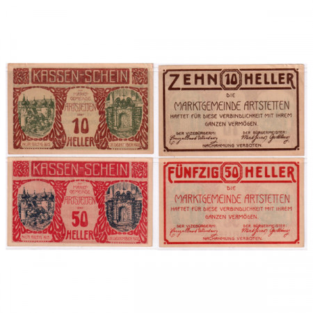 1920 * Set 2 Notgeld Austria 10 . 50 Heller "Lower Austria – Artstetten-Pöbring" (FS 52a)