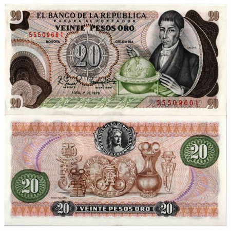 1979 * Banknote Colombia 20 Pesos Oro "F José de Caldas" (p409d) UNC